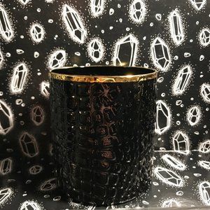 Z Gallerie Everglades Black Glass Gold Rim Tumbler